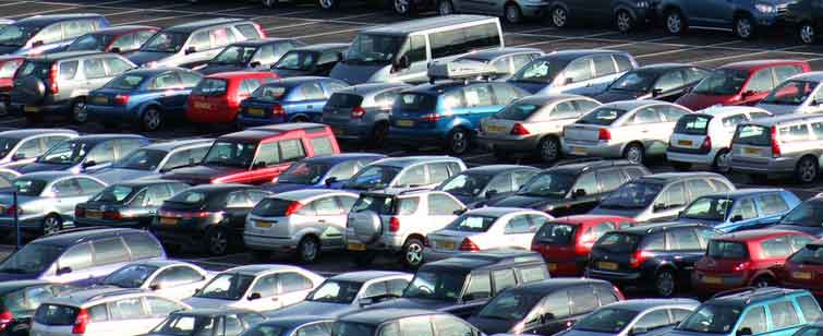 Cars in an airport car park
