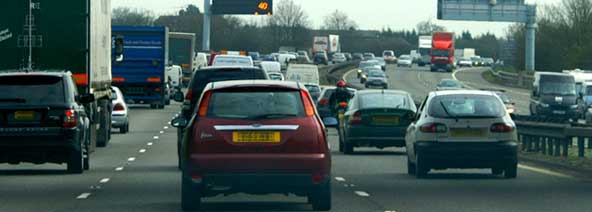 Heavy multi-lane motorway traffic
